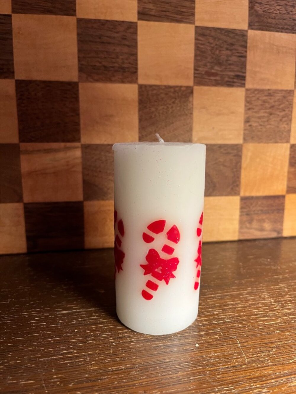 Holiday Candy Cane Pillar Candle A1275